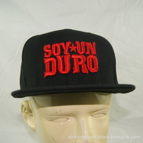 high quality black cotton embroidery logo snapback hats